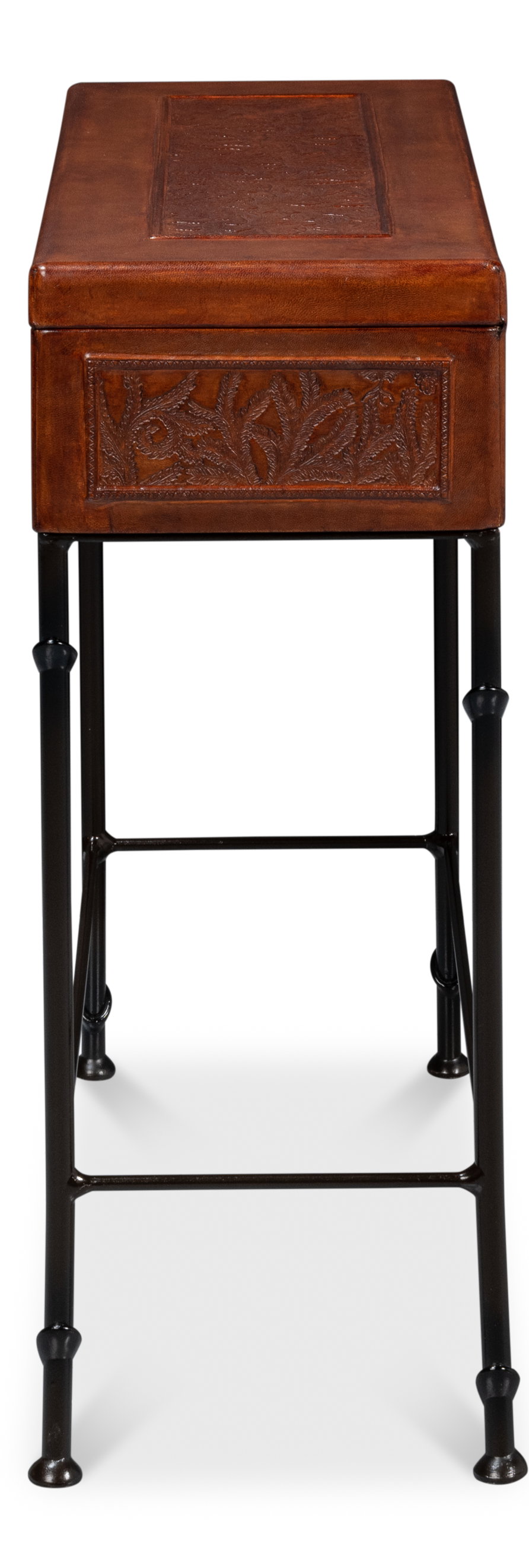 Botanical Leather Box On Stand, by Sarreid, 10" length x 2' width x 2'1" height View 3