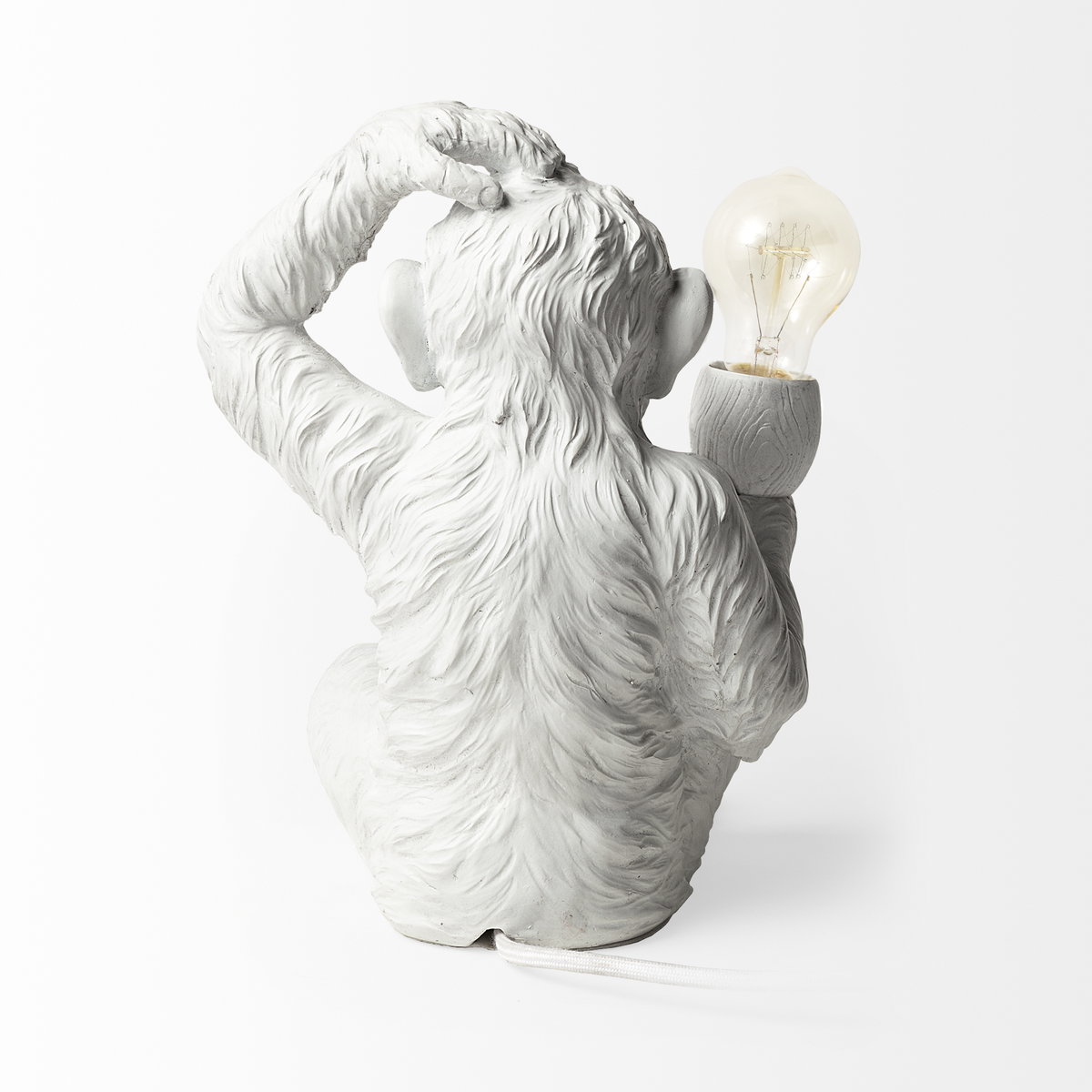 Simia (12'H) White Resin Playful Monkey Table Lamp, by Mercana, 9" length x 9" width x 12" height View 6