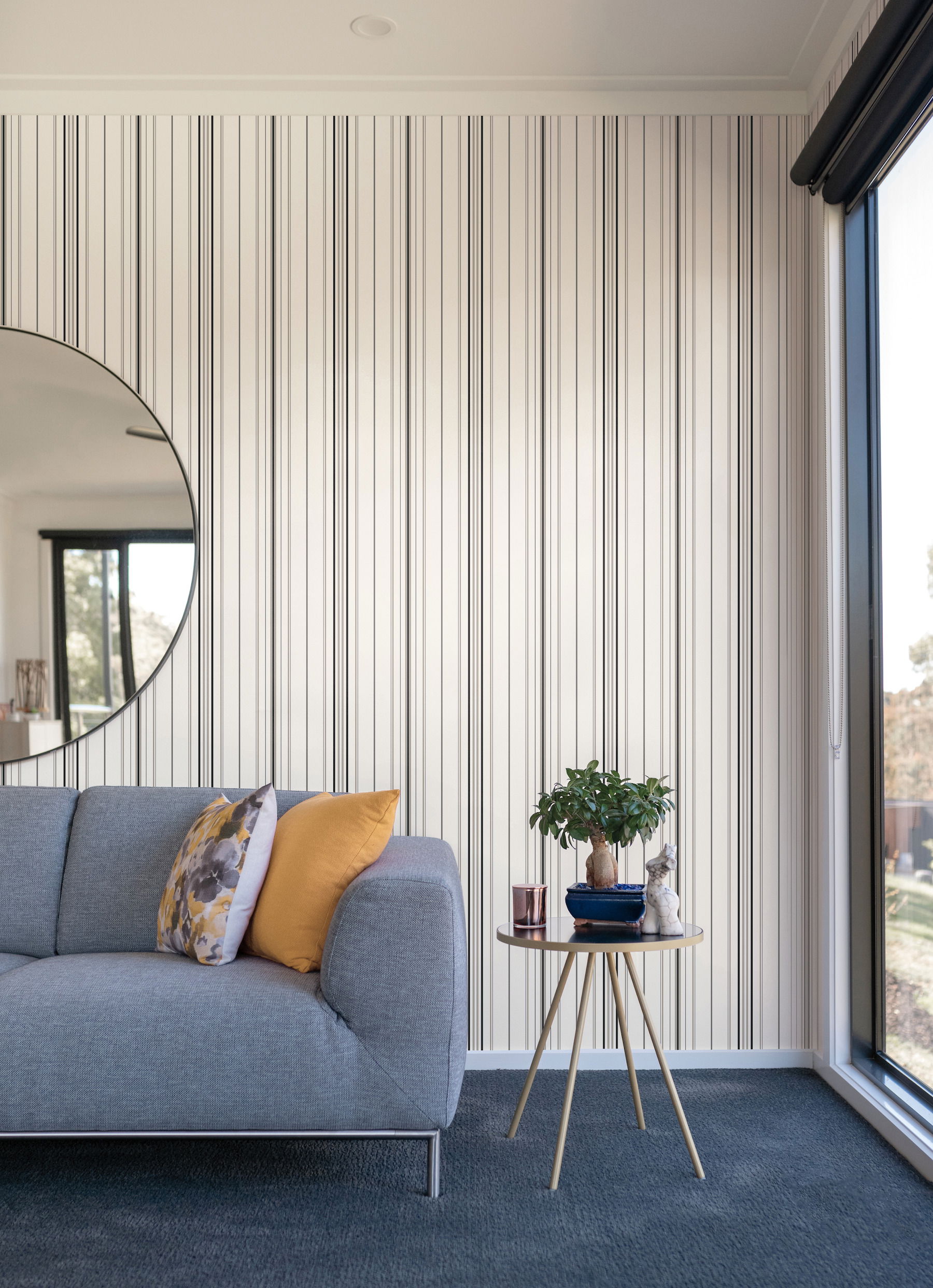 Wide Pinstripe Black & Bronze Wallpaper large image 