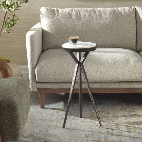 Tilton White Marble Accent Table