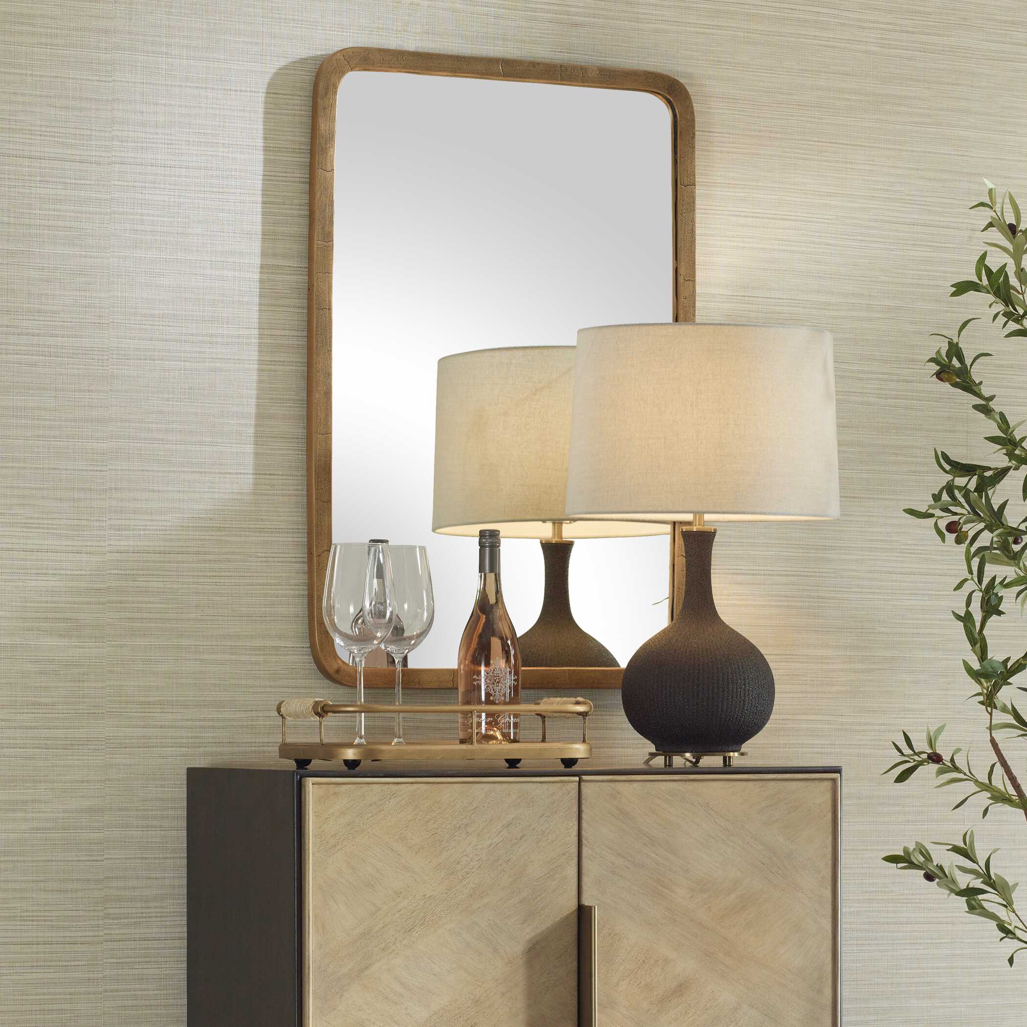 Vestry Antique Brass Mirror Vestry Antique Brass Mirror large image