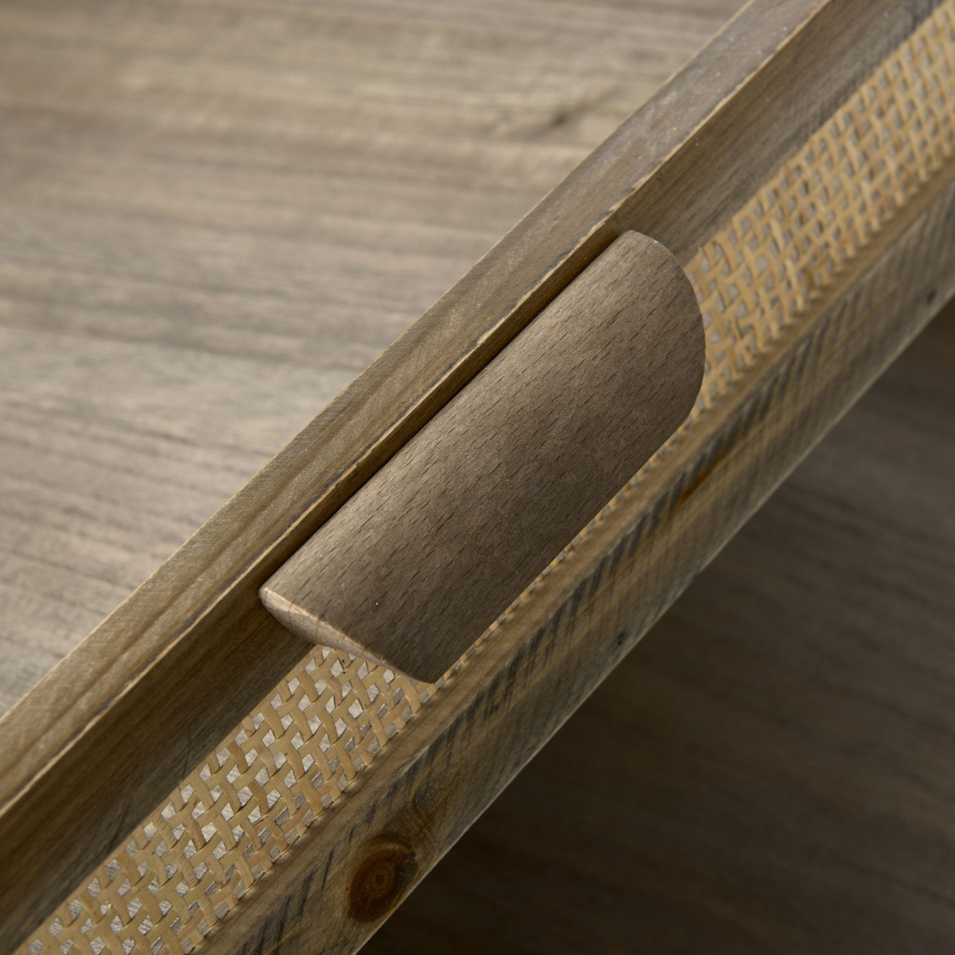 Sonny 23.6L x 23.6W x 2.0H Set of Two Brown Wood and Wicker Square Trays, Decorative Tray by Mercana, 23.62" length x 23.62" width x 2.9" height View 7