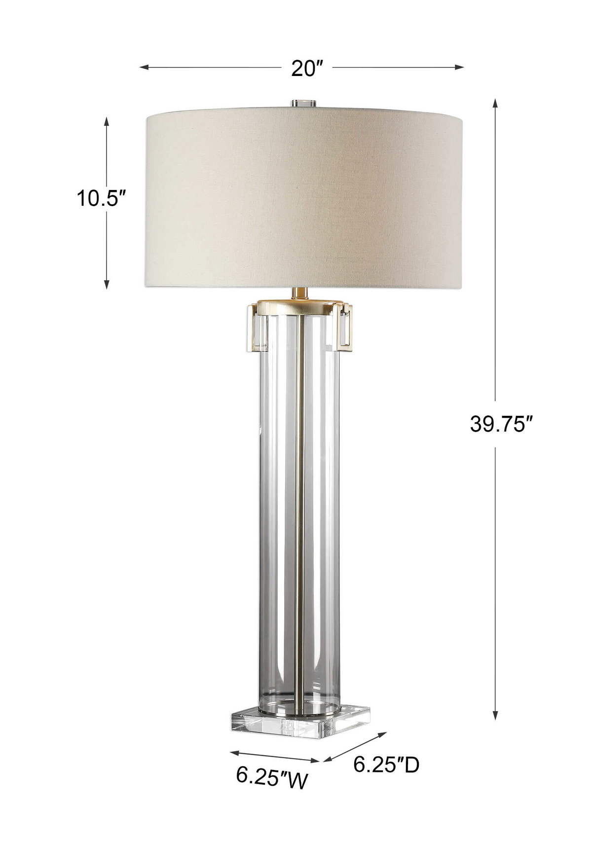 Monette Tall Cylinder Lamp, Table Lamp by Uttermost, 20" width x 39.75" height x 20" depth View 3
