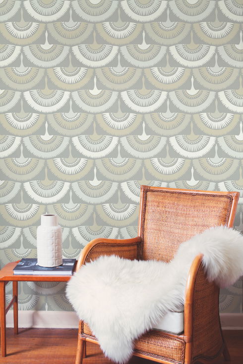 Feather & Fringe Grey Wallpaper