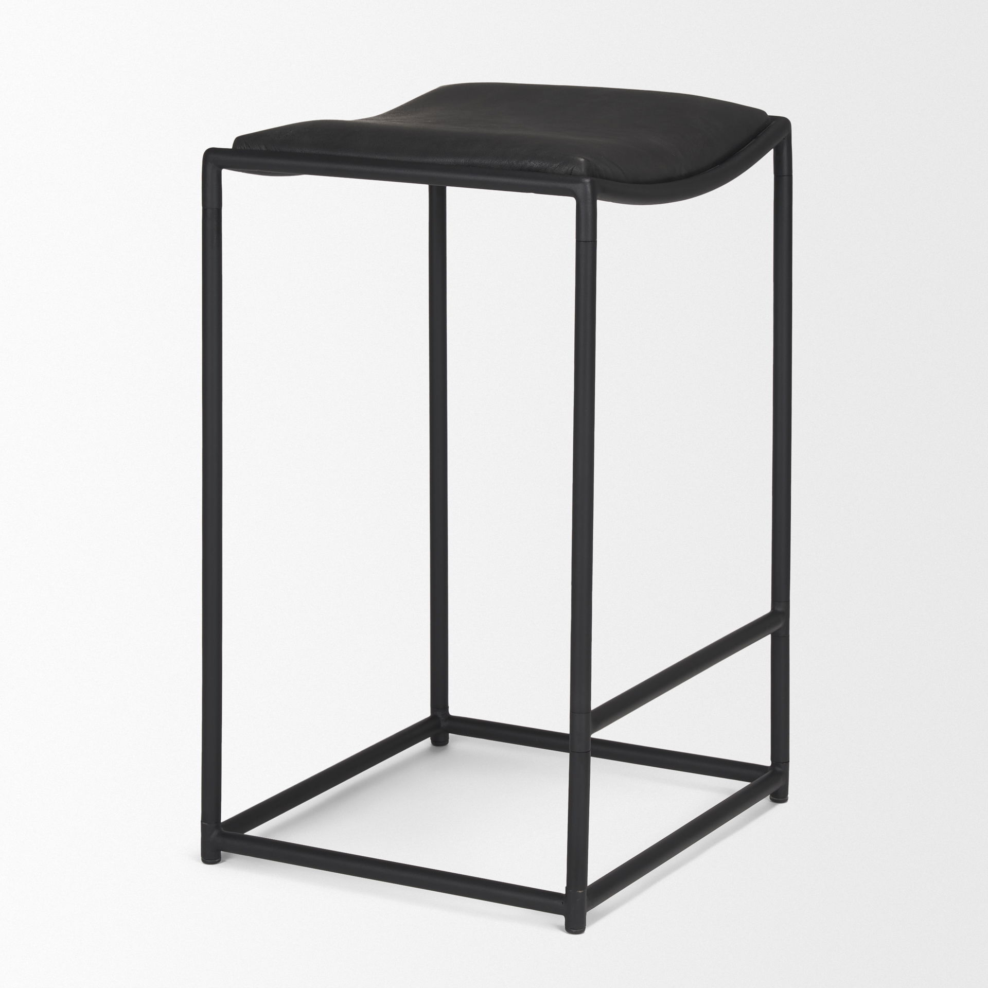 Taniel Black Leather with Black Metal Counter Stool large image 