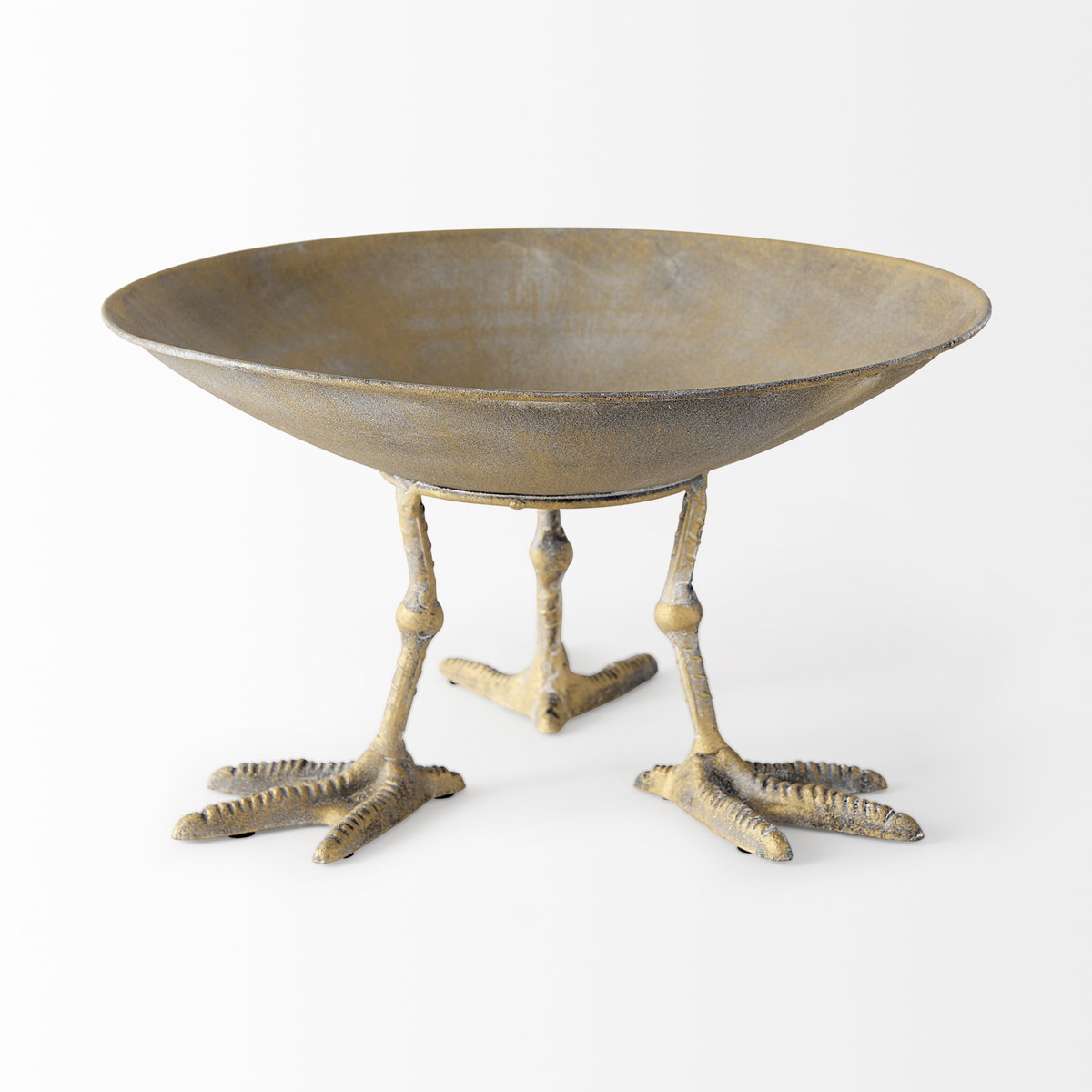 Chadwick II 13L x 13W Gold Metal Webbed Feet Bowl, Decorative Bowl by Mercana, 12.75" length x 12.75" width x 7" height View 4