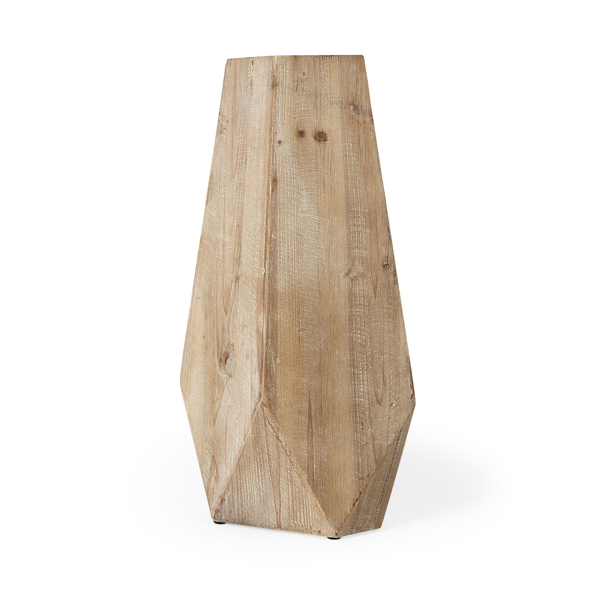 Allen I Large Natural Wooden Base Oval Vase, by Mercana, 10" length x 5.51" width x 19.25" height View 1