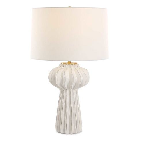 Wrenley Ridged White Table Lamp