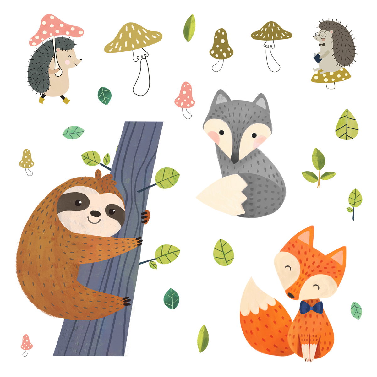 Forest Friends Giant Wall Decals, by York Wall, 3' length x 1'5.25" width x 0.02" depth