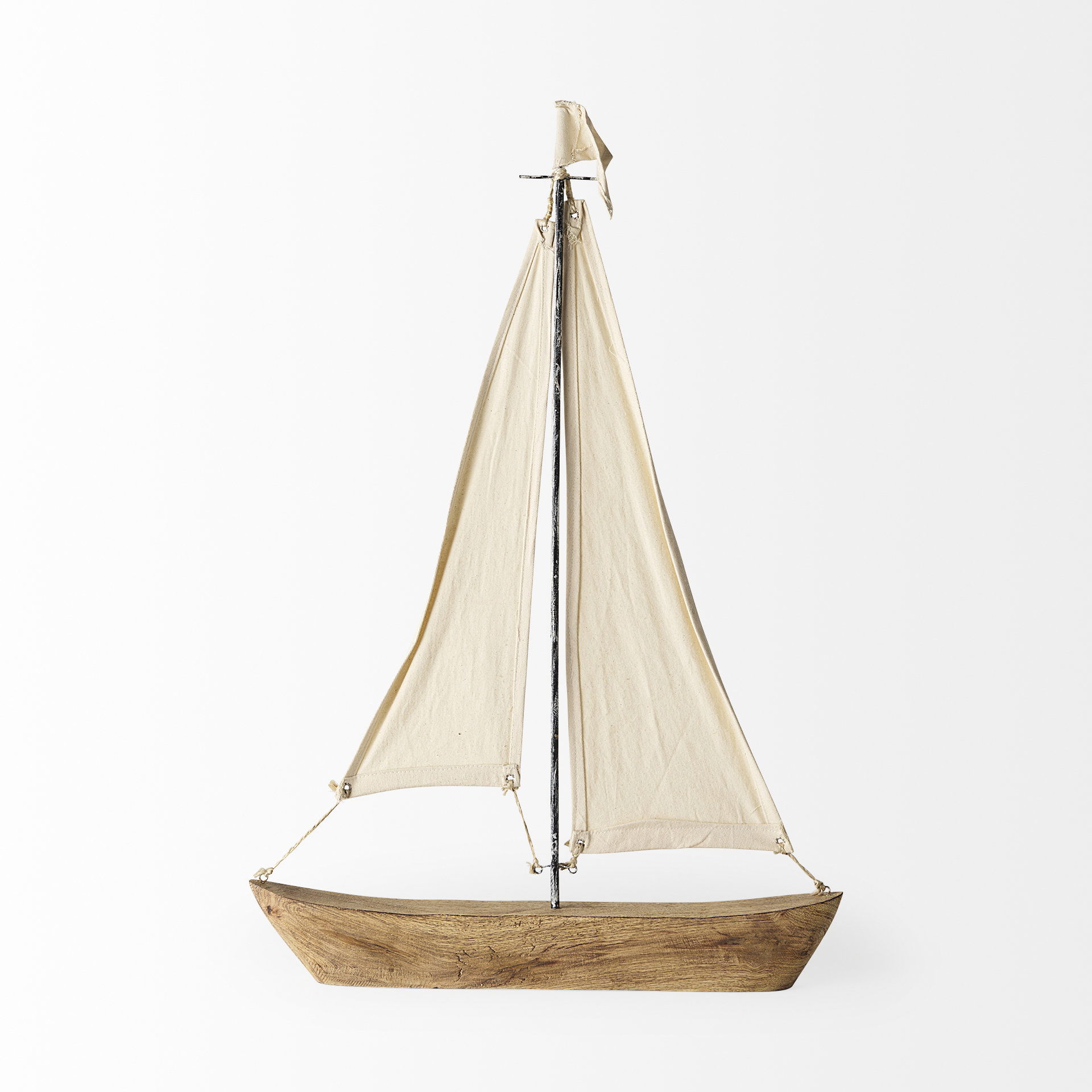 Tartane Large 22L x 2W Brown/Cream Nautical Inspired Sailboat large image 