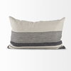 Thalia 13x21 Black and Beige Fabric Striped and Fringed Decorative Pillow Cover, by Mercana, 13" length x 21" width x 0.2" height thumbnail 8