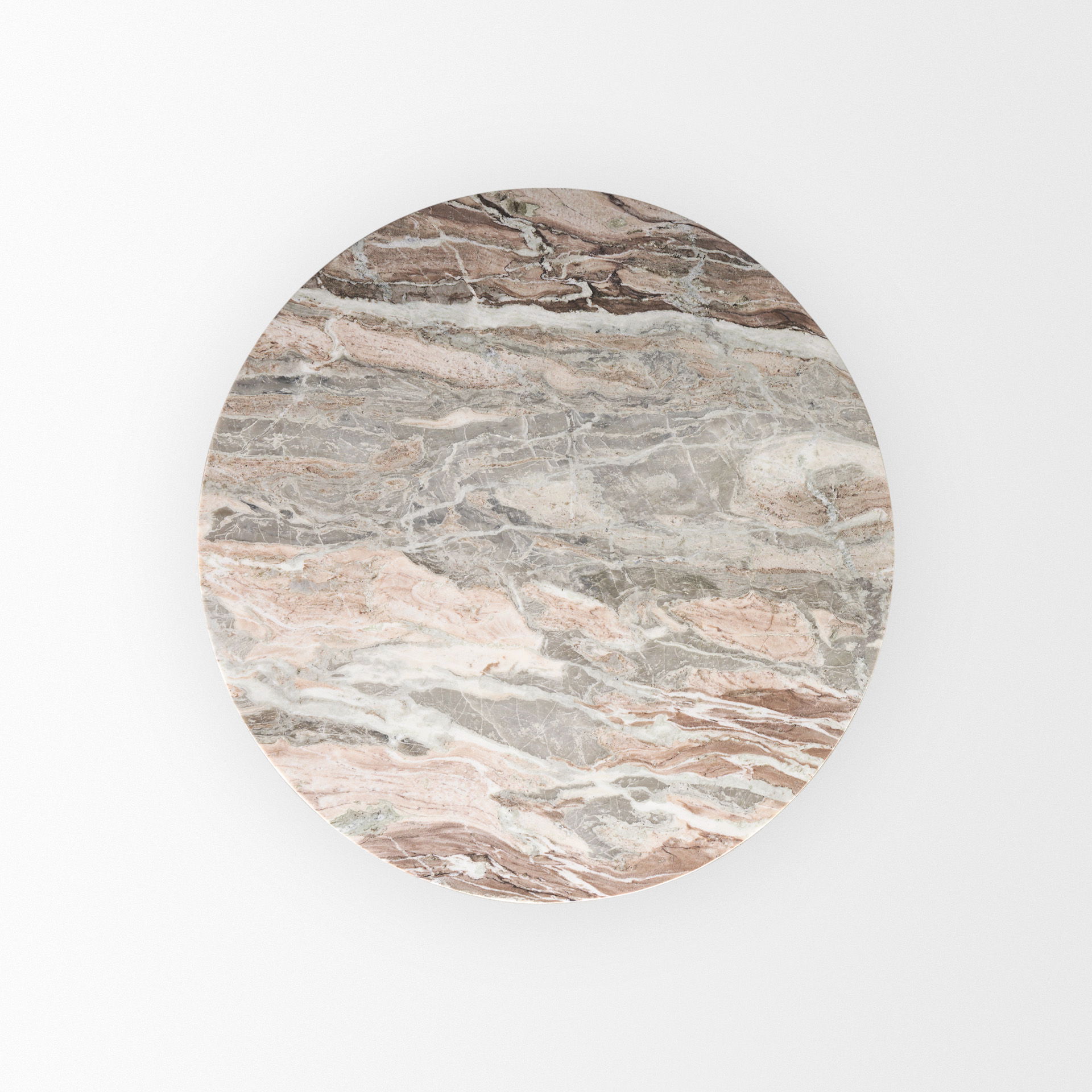 Allyson 42' Round Brown Wood Pedestal with Savar Pink Marble Top Dining Table, by Mercana, 42" length x 42" width x 30" height View 7