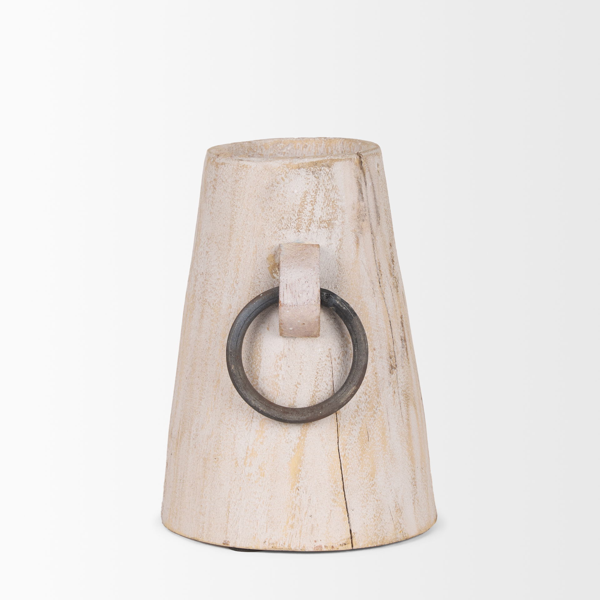 Monique Small Light Brown with Handles Wood Pot, Decorative Jar by Mercana, 5" length x 5" width x 7" height View 4