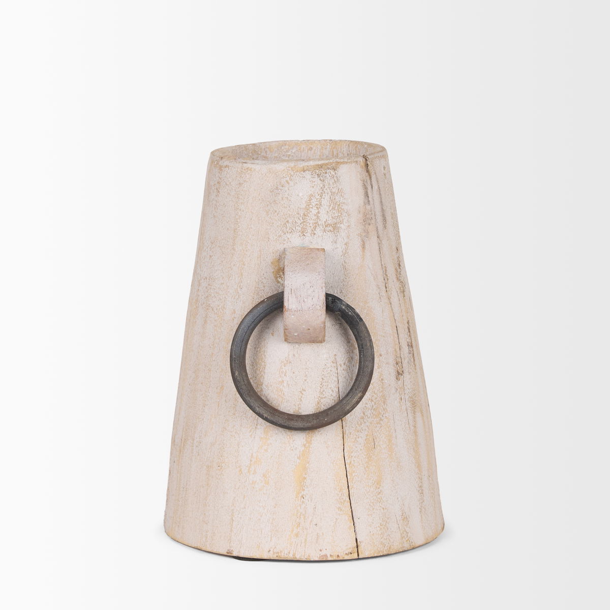 Monique Small Light Brown with Handles Wood Pot, Decorative Jar by Mercana, 5" length x 5" width x 7" height View 4