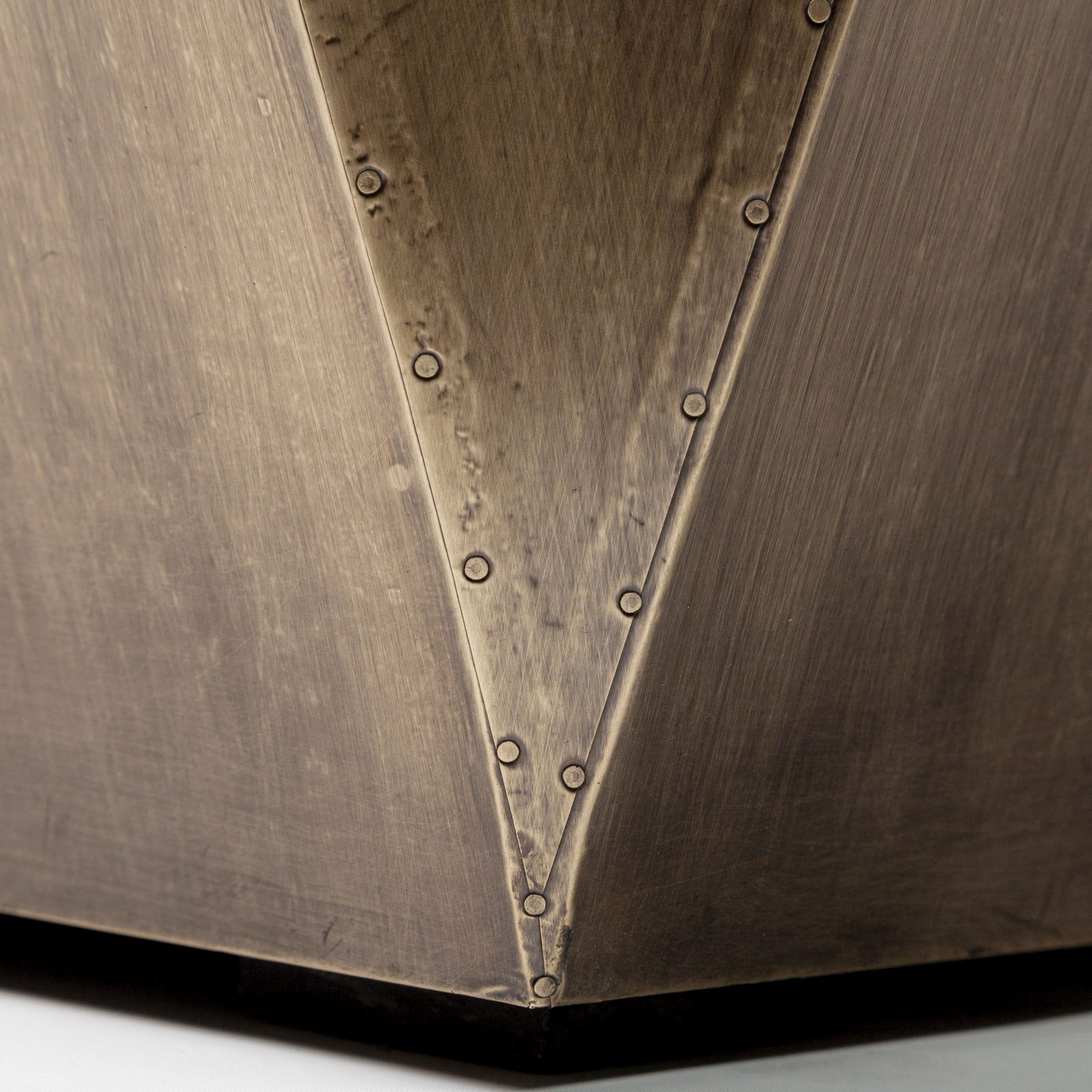 Esagono Octagonal Gold Metal-Clad Reclaimed Wood End/Side Table with Storage, Side & End Table by Mercana, 19" length x 19" width x 21" height View 13