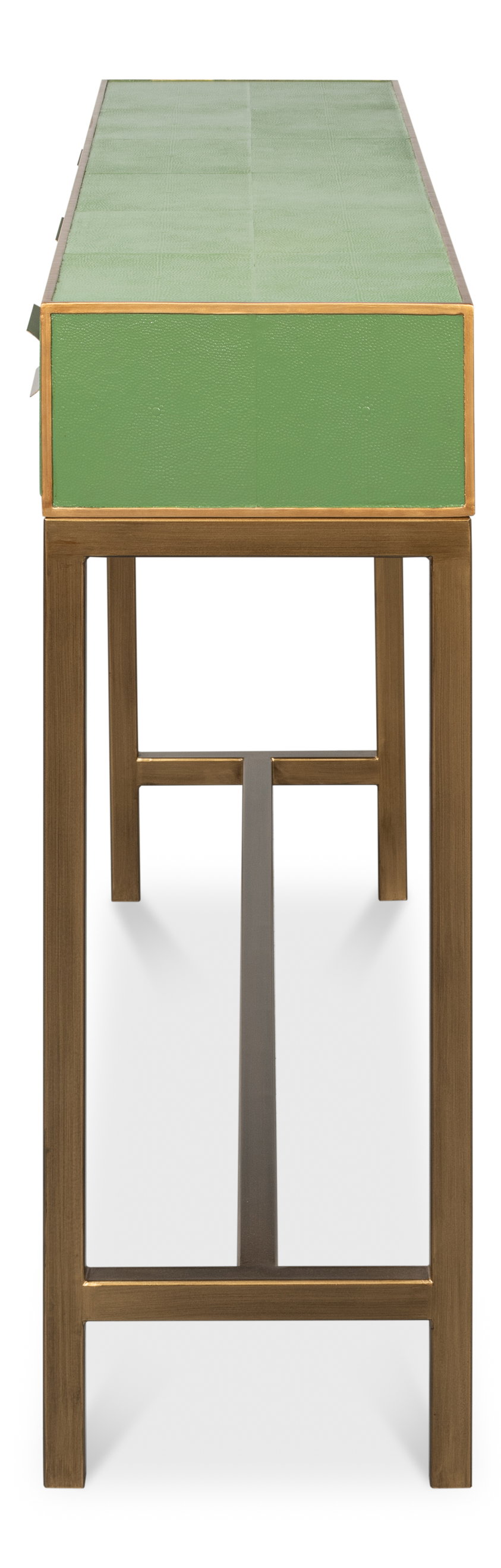 Gideon Shagreen Console  Chambray Blue, by Sarreid, 1' length x 4'6" width x 2'10" height View 3