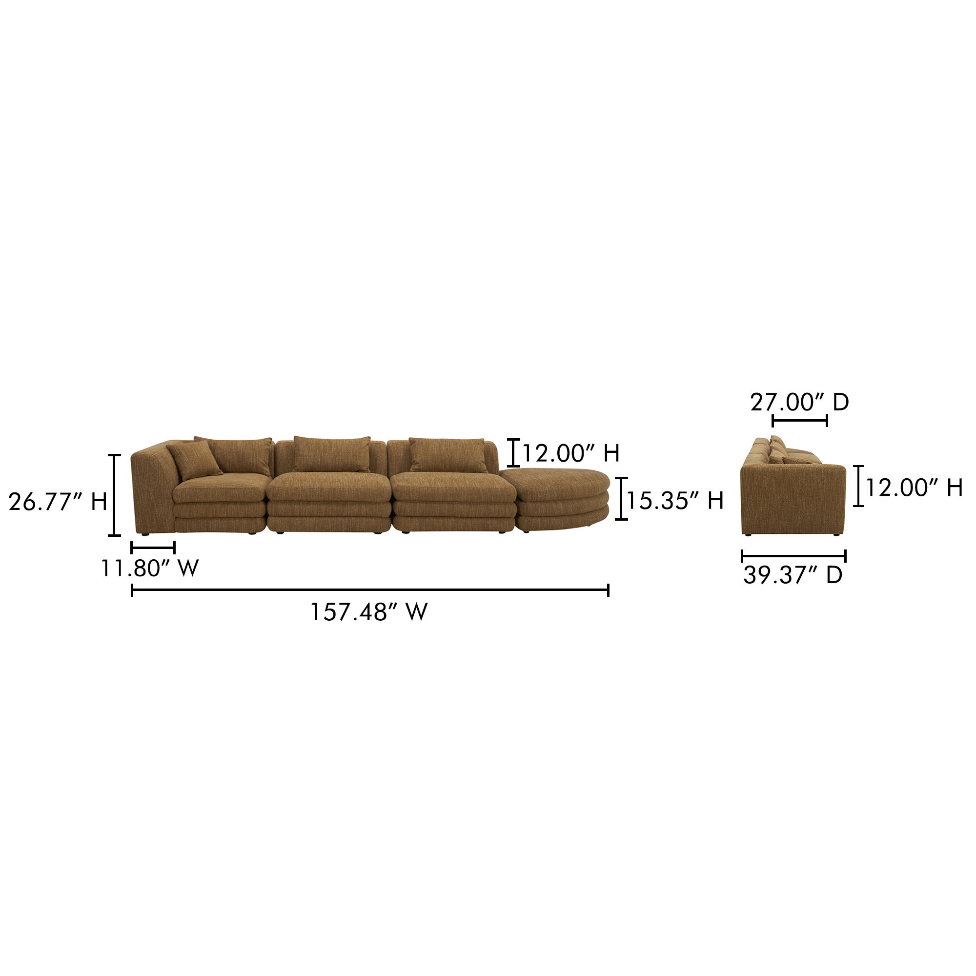 Lowtide Linear Modular Sectional Amber Glow large image 