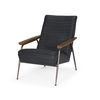 Grosjean Black Leather with Black Metal Frame Accent Chair, by Mercana, 27.56" length x 37.01" width x 34.65" height thumbnail 1