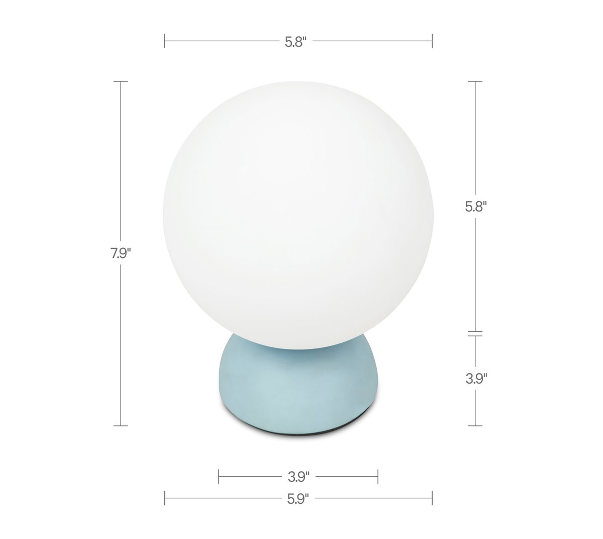Ovi Table Lamp Light Blue, by Moe's Home, 5.9" width x 7.9" height x 5.9" depth View 6
