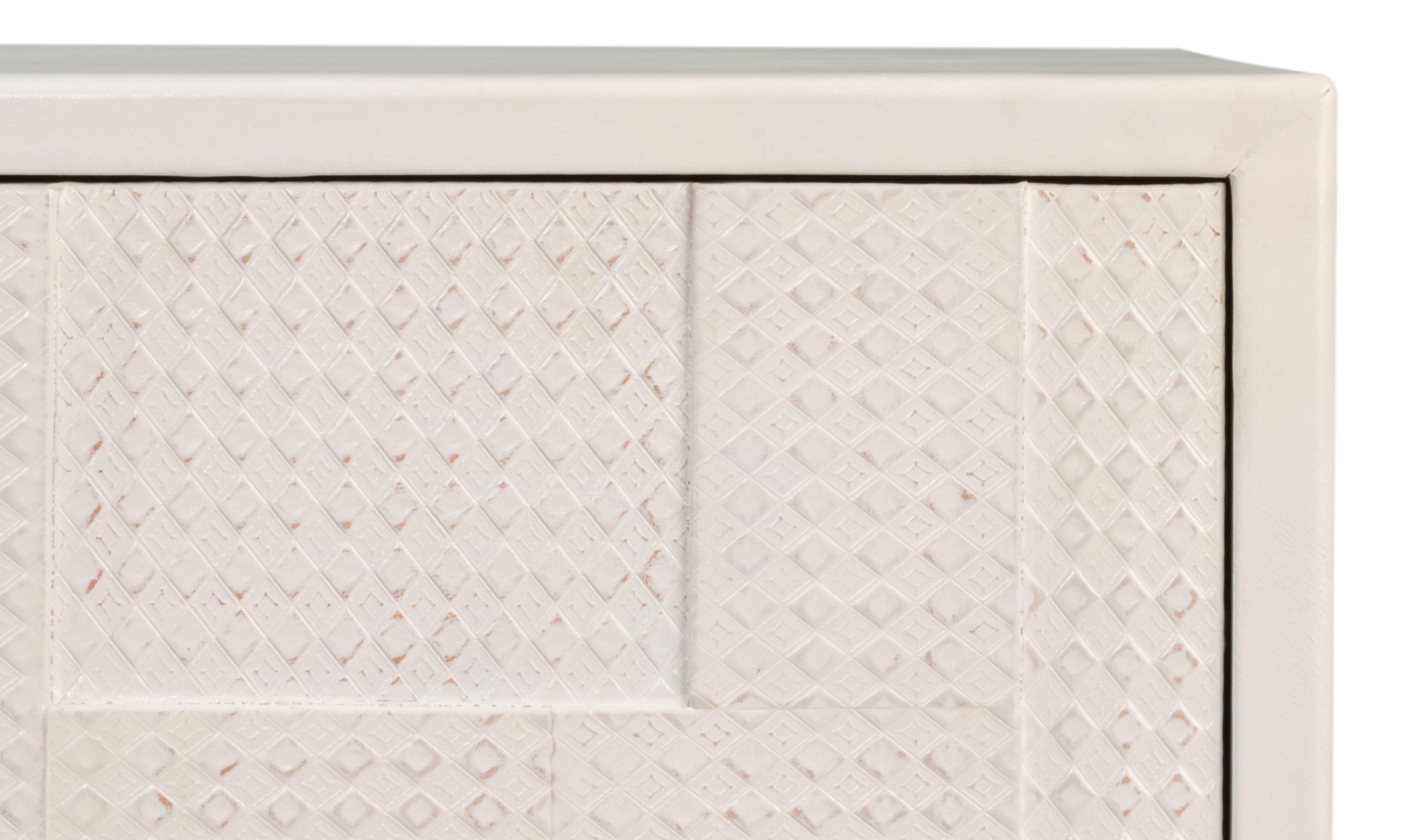 Bronzini Credenza, Embossed White, Wine & Liquor Accessorie by Sarreid, 94" length x 20" width x 34" height View 5