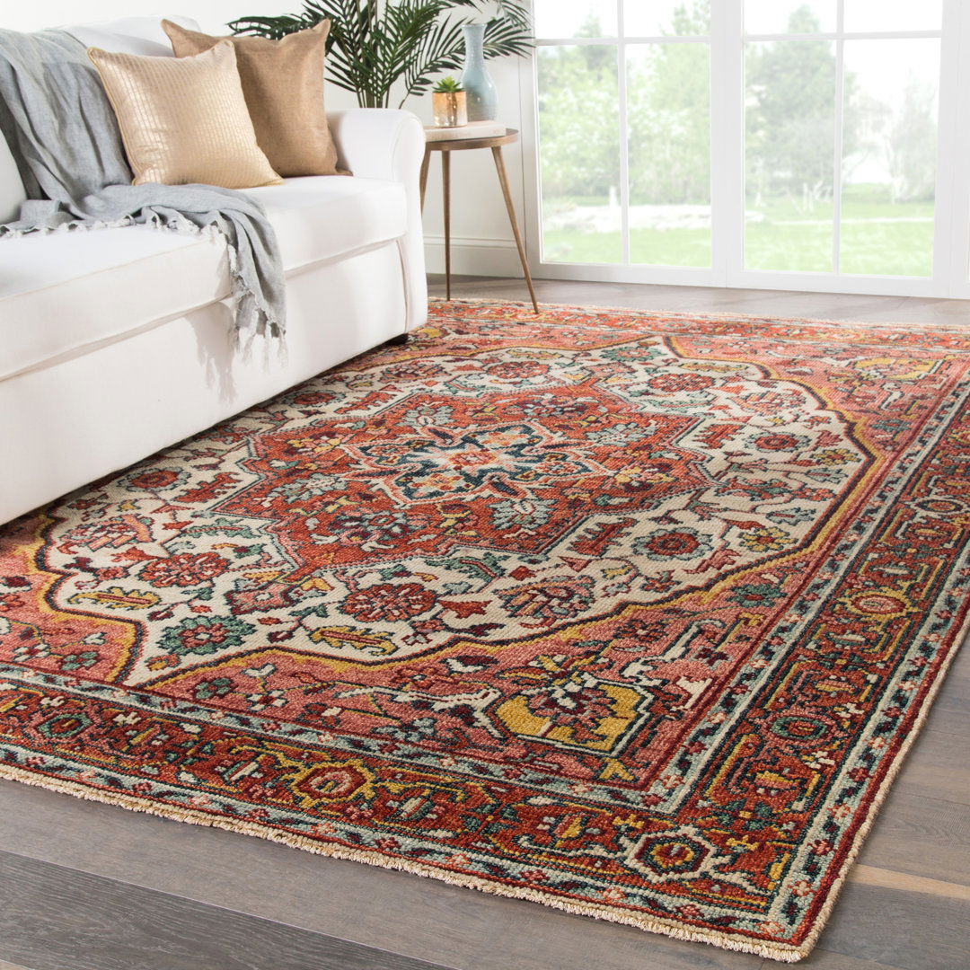Wilkes Hand-Knotted Wool Red/Beige Area Rug large image 
