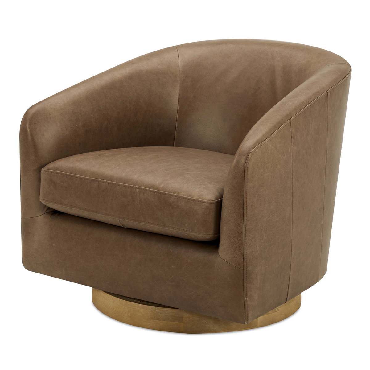 Oscy Leather Swivel Chair Tan, Accent Chair by Moe's Home, 31" width x 28.35" height x 31" depth View 2