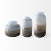 Nasser I Short Blue/Gold/Chrome Urn Style Glass Vase thumbnail 2