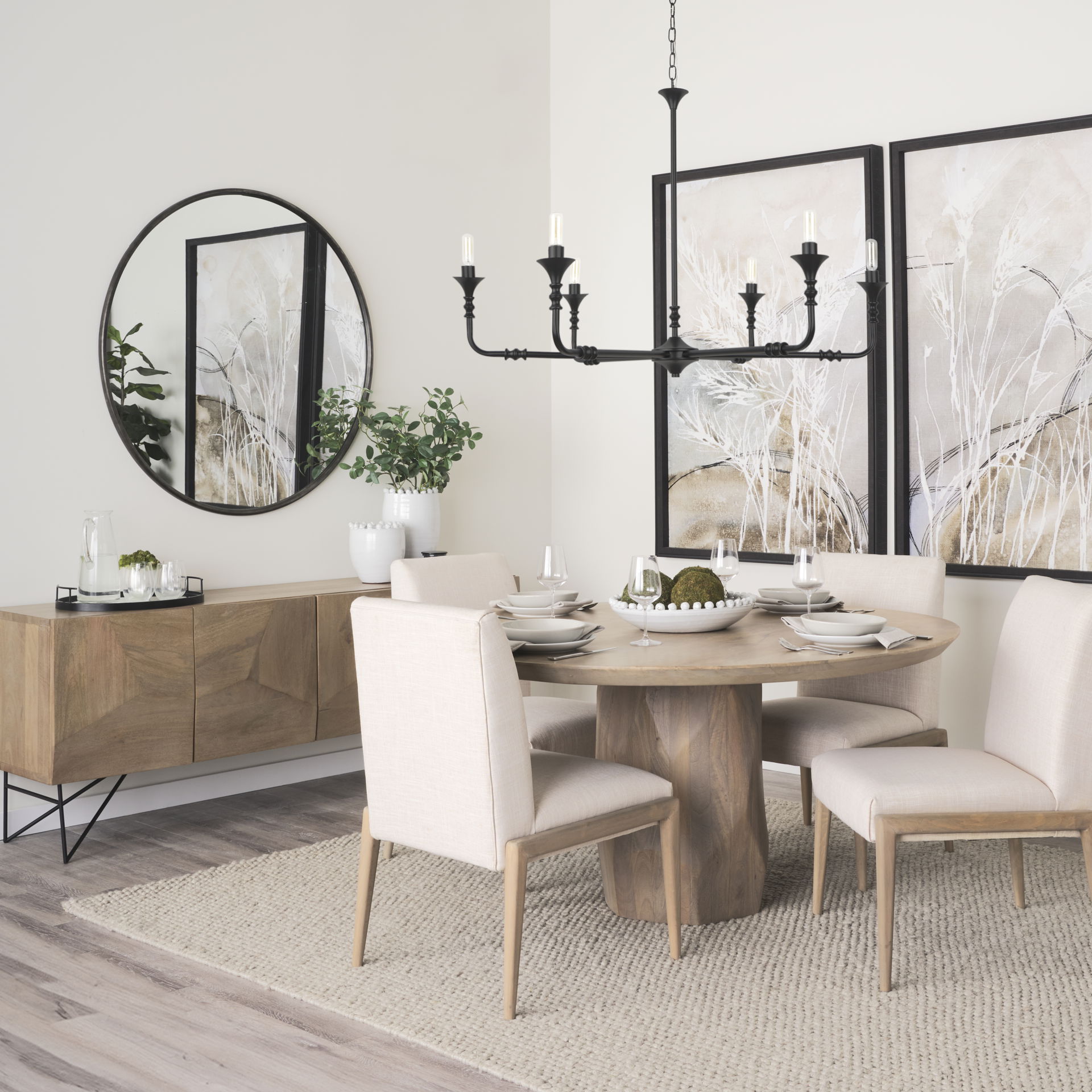 Palisades Cream Upholstery with Solid Wood Armless Dining Chair large image 