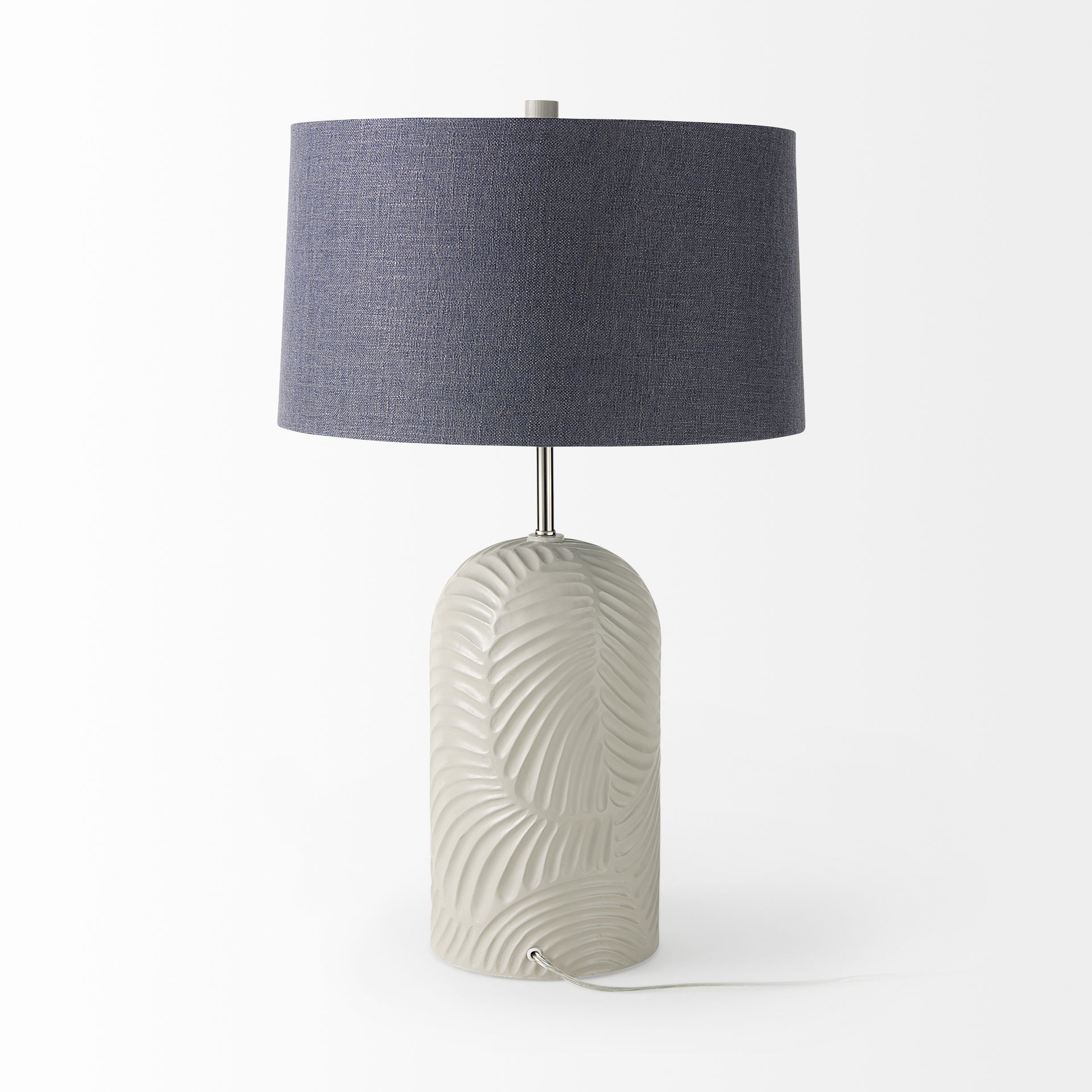Quinn 19.0L x 19.0W x 24.6H Beige Base with Navy Fabric Shade Table Lamp, by Mercana, 18" length x 18" width x 28.75" height View 4