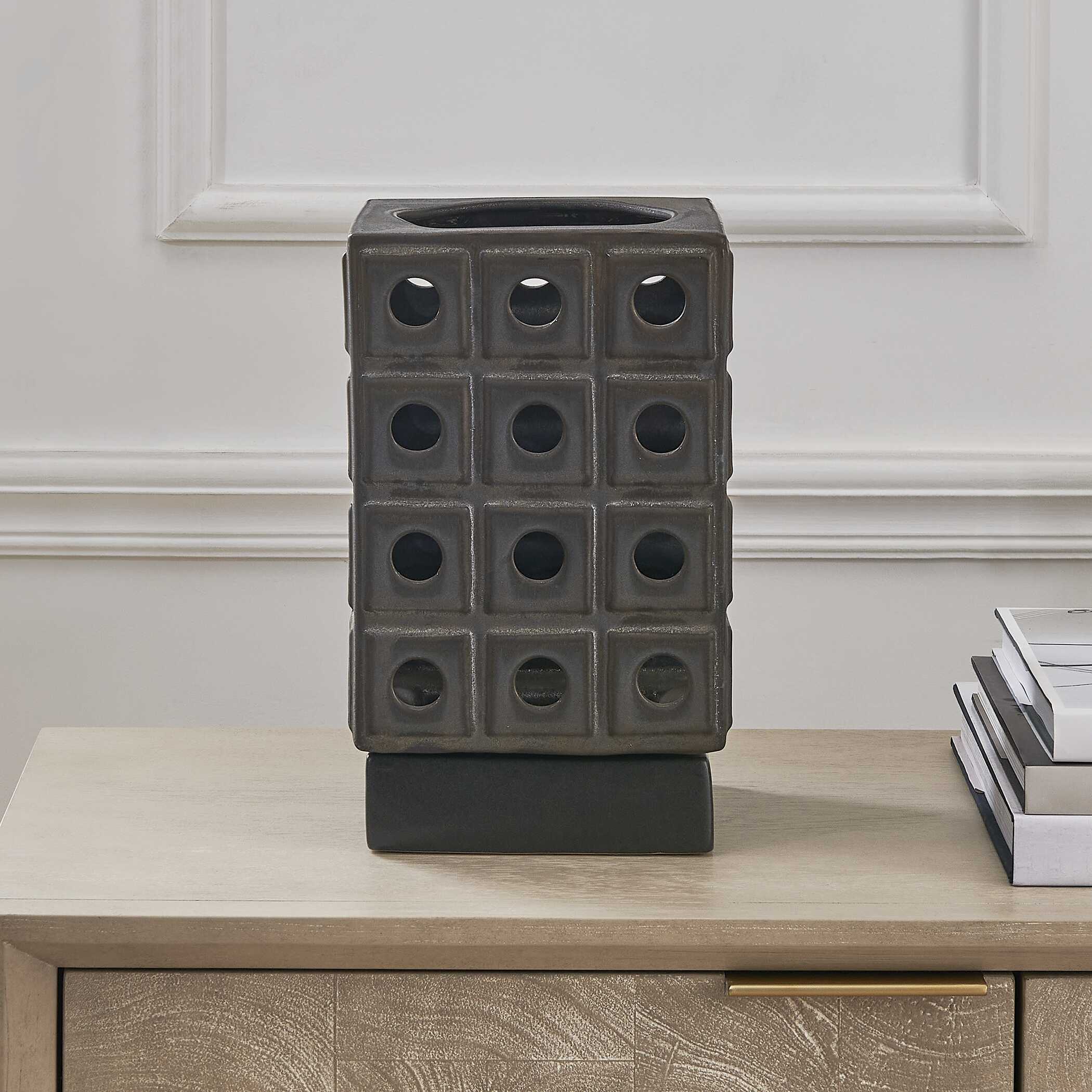 Lattice Indoor-Outdoor Lantern Candleholder, Decorative by Uttermost, 7" width x 12" height x 7" depth View 3