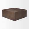 Minara 36' Square Brown Leather Wrapped with Wood Base Ottoman thumbnail 4