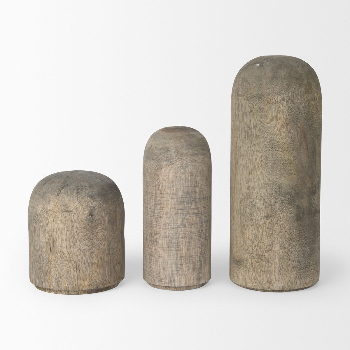 Knox Short Gray-Wash Wood Decorative Object, by Mercana, 6" length x 6" width x 7" height View 8