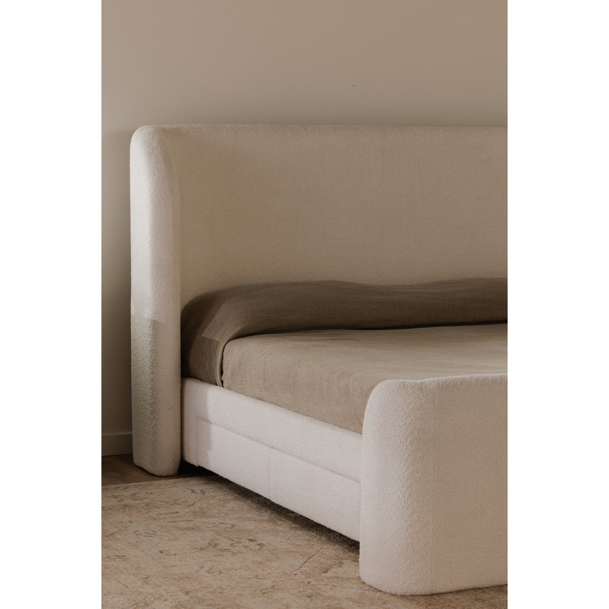 Sophia Queen Storage Bed Cream, by Moe's Home, 6'4" width x 4'7" height x 7'7" depth View 13