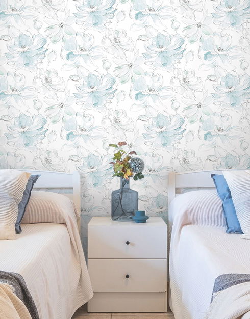 Floral Dreams Mineral Green Peel & Stick Wallpaper