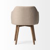 Ronald Curved Back Dining Side Chair | Cream Fabric with Brown Wood, Dining Chair by Mercana, 23.25" length x 21.75" width x 32.25" height thumbnail 4