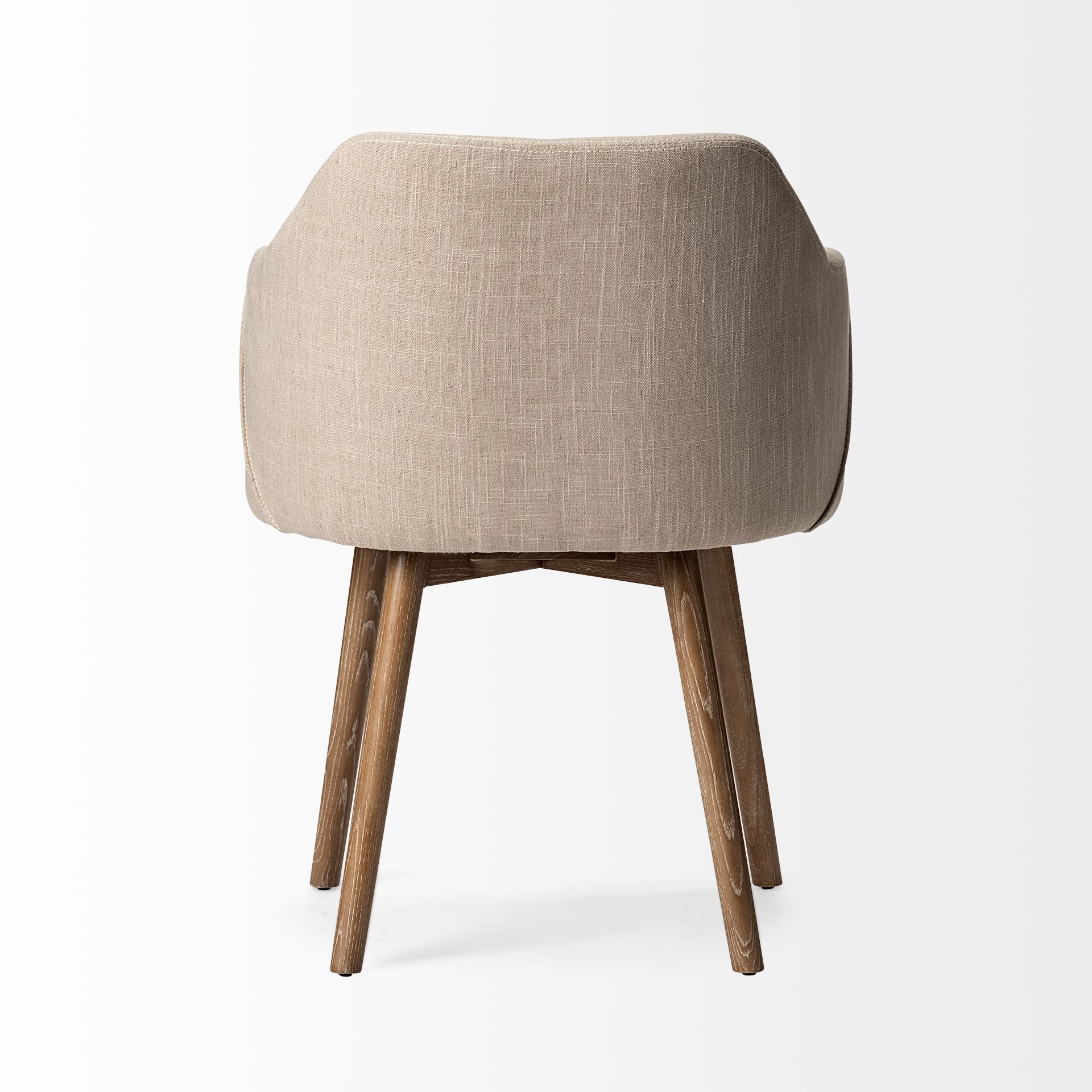 Ronald II Cream Fabric Wrap Brown Wooden Base Dining Chair, by Mercana, 23.25" length x 21.75" width x 32.25" height View 4