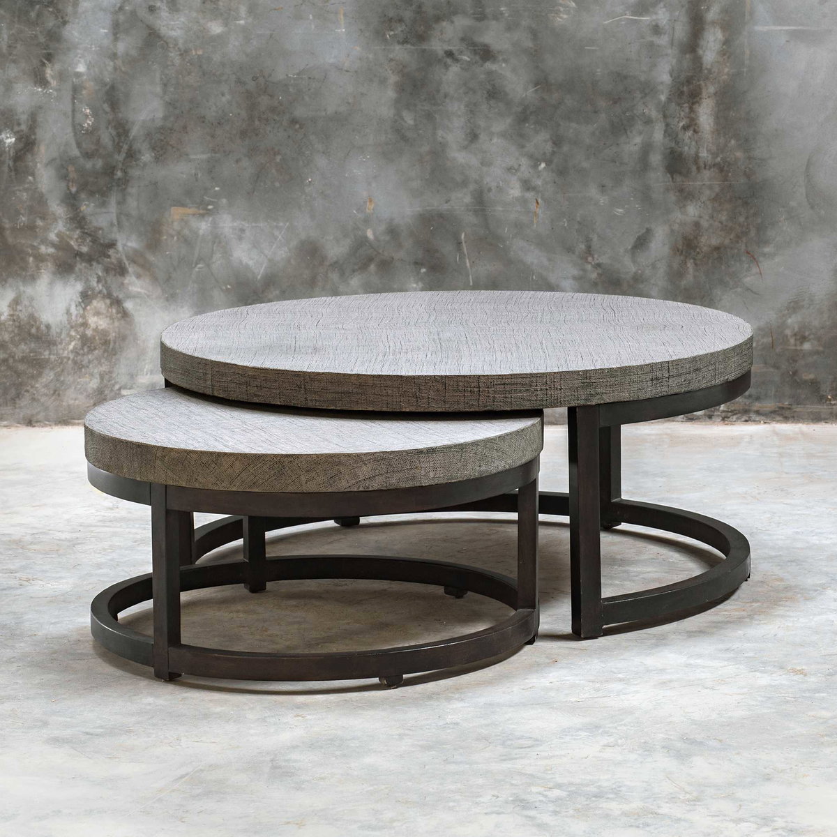 Aiyara Gray Nesting Tables Set/2, Side & End Table by Uttermost, 42.5" width x 18" height x 42.5" depth View 4