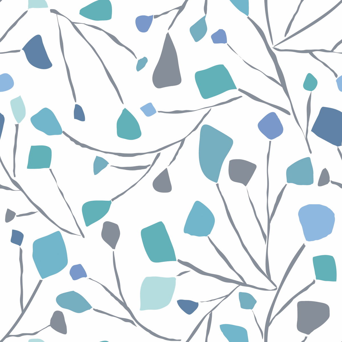 Terrazzo Branch Blue Peel & Stick Wallpaper, by York Wall, 18'10.8" length x 1'6" width x 0.02" depth