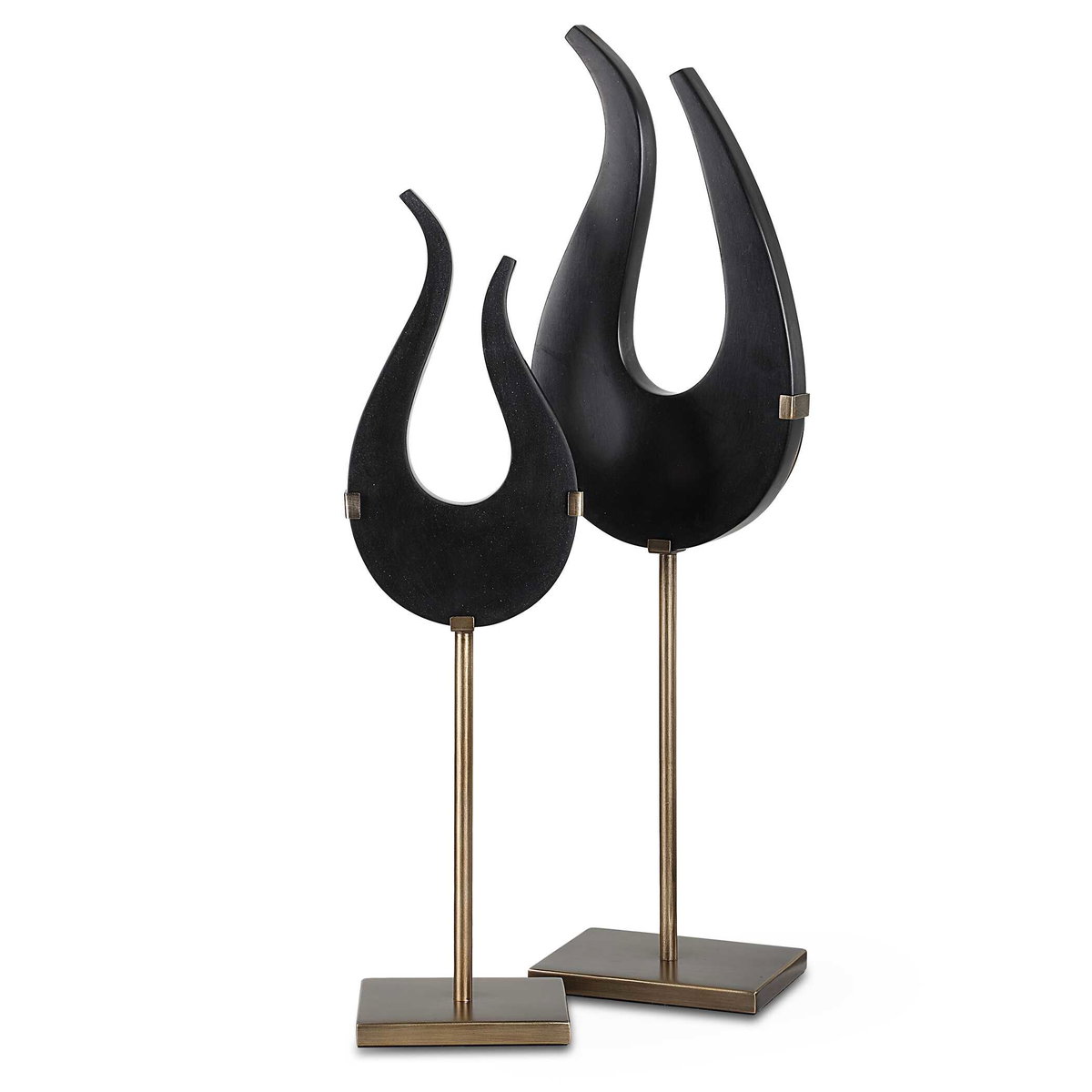 Black Flame Sculptures Set/2, Figurines & Statue by Uttermost, 7.25" width x 24.25" height x 4.5" depth View 1
