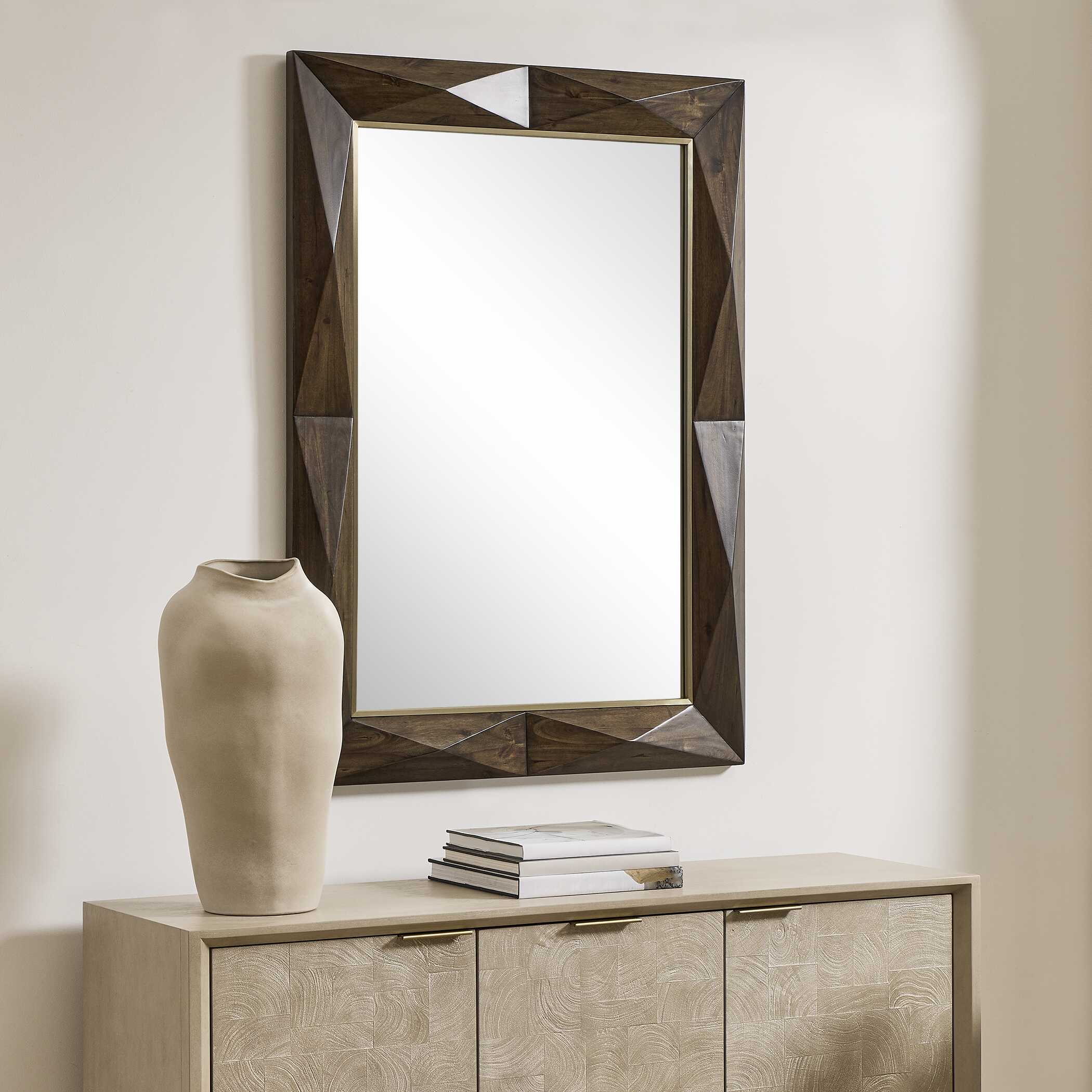 Diamond In The Rough Wood Mirror, by Uttermost, 33" width x 45" height x 2.5" depth View 3