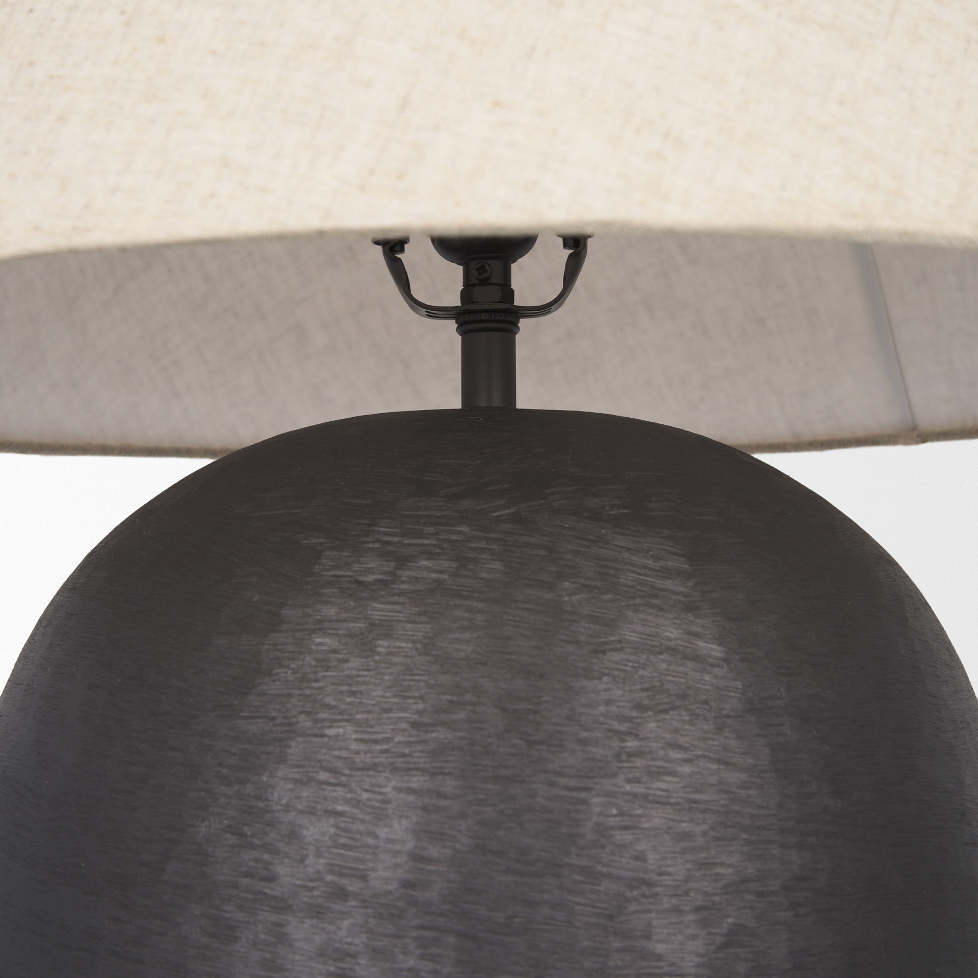 Sadiyah Black Brushed Metal with Beige Shade Table Lamp, by Mercana, 19.5" length x 19.5" width x 24" height View 10
