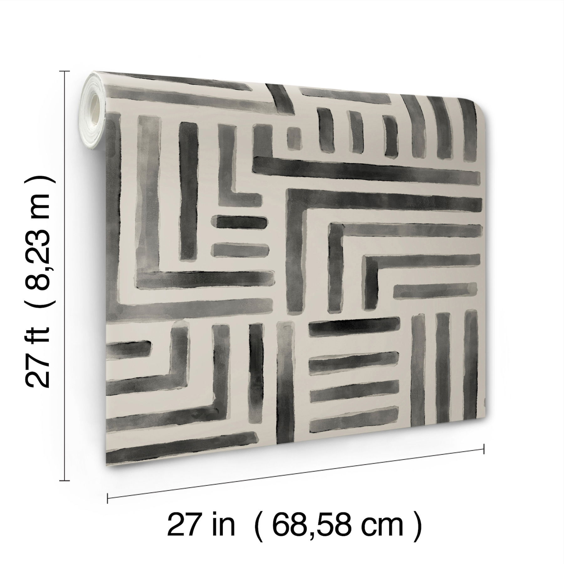 Painterly Labyrinth Charcoal Wallpaper large image 
