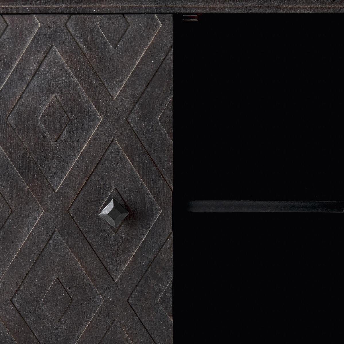 Lennon  Dark Brown Fir Veneer 4 Door Demilune Cabinet, Cabinets & Chest by Mercana, 47.24" length x 14.96" width x 33.07" height View 10