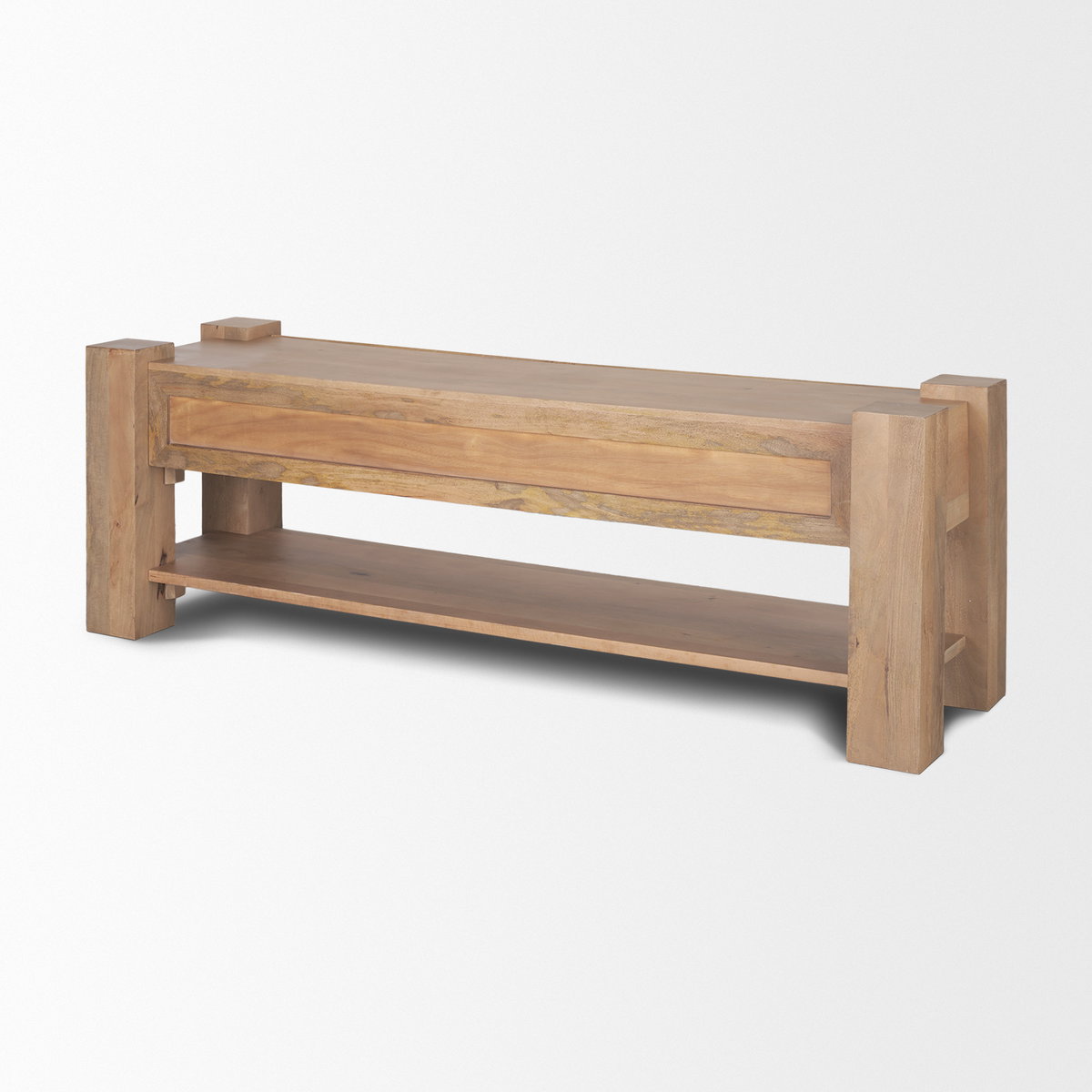 Beth Light Brown Wood Media Console, by Mercana, 70" length x 20" width x 23.75" height View 7