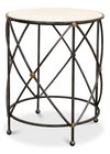 Drum & Fife Lamp Table  Aged Wht Marble, by Sarreid, 2' length x 2' width x 2'5" height thumbnail 1
