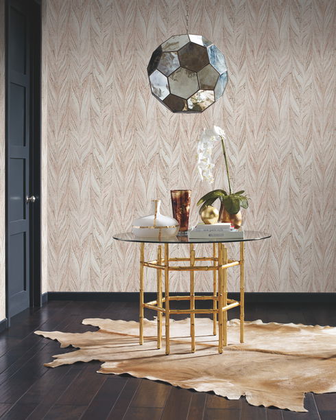 Ebru Marble Sienna Metallic Wallpaper