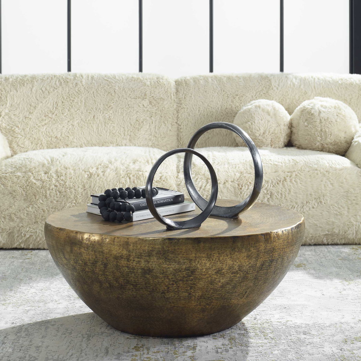 Gilded Dome Gold Coffee Table, by Uttermost, 36" width x 15" height x 36" depth View 4