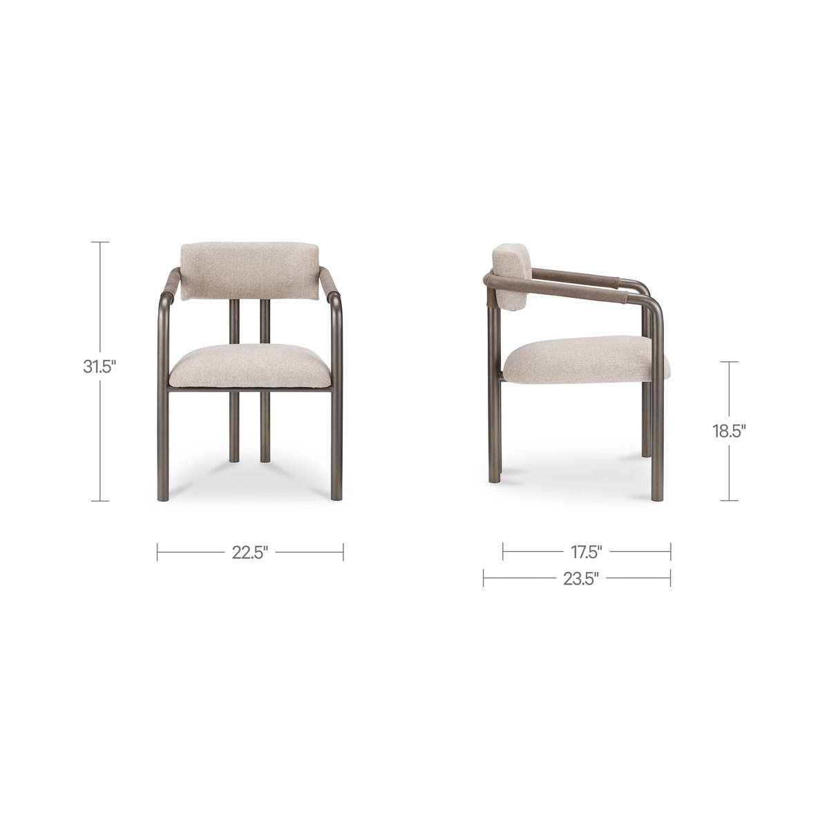 Cassidy Dining Chair Light Brown, by Moe's Home, 22.4" width x 31.5" height x 23.2" depth View 8