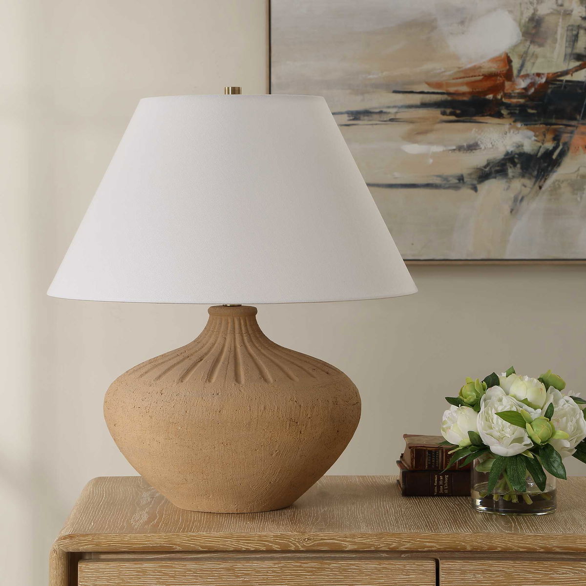 Eldon Terracotta Table Lamp, by Uttermost, 21" width x 23.5" height x 21" depth View 3