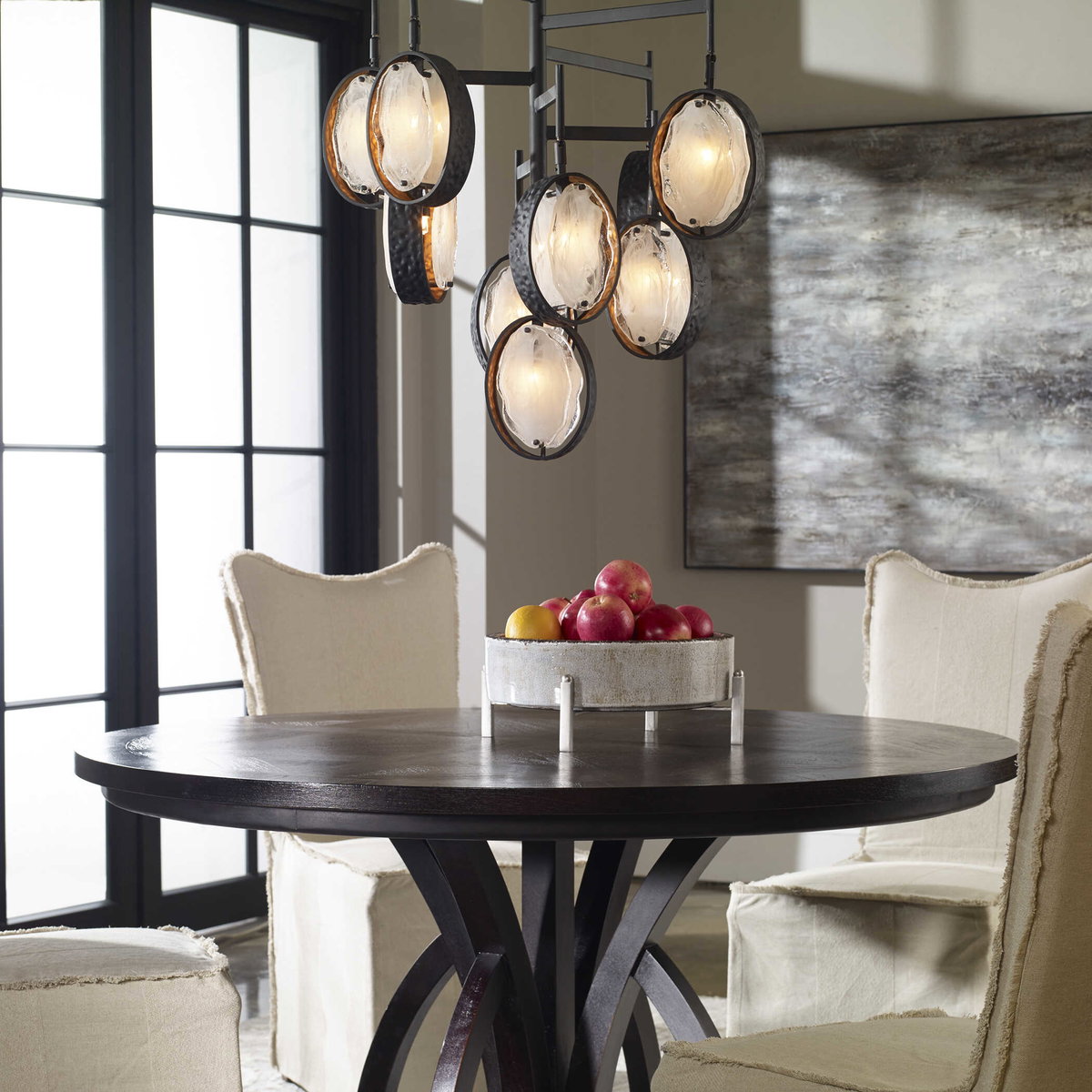 Maxin Dark Bronze 9 Light Chandelier, by Uttermost, 29.75" width x 30" height x 29.75" diameter x 29.75" depth View 5